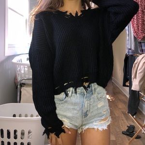 Distressed sweater!